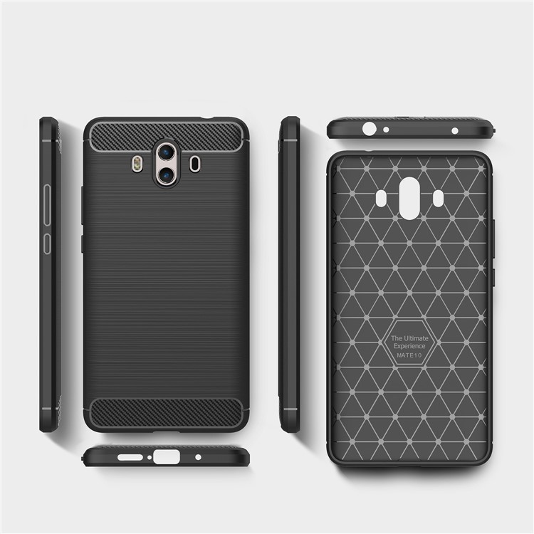 Прочный доспехи матовый TPU чехол с углеродного волокна стиле для Huawei партнера 10 - черный-9