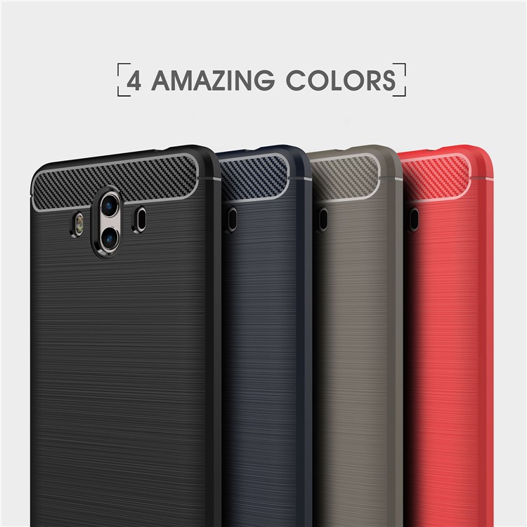 Brushed TPU Rugged Mobile Cover with Carbon Fiber Decorated for Huawei Mate 10 - Red-3