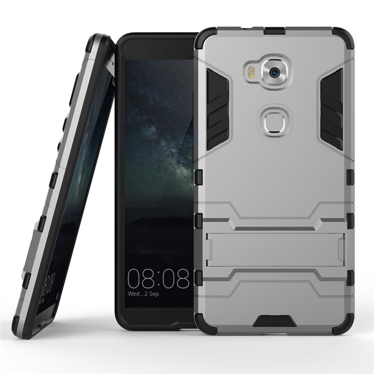Solid PC + TPU Hybrid Shell Case with Kickstand for Huawei Honor Play 5X / Honor 5X - Grey-1