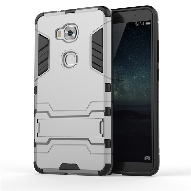 Solid PC + TPU Hybrid Shell Case with Kickstand for Huawei Honor Play 5X / Honor 5X - Grey-2