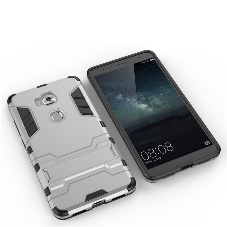 Solid PC + TPU Hybrid Shell Case with Kickstand for Huawei Honor Play 5X / Honor 5X - Grey-3