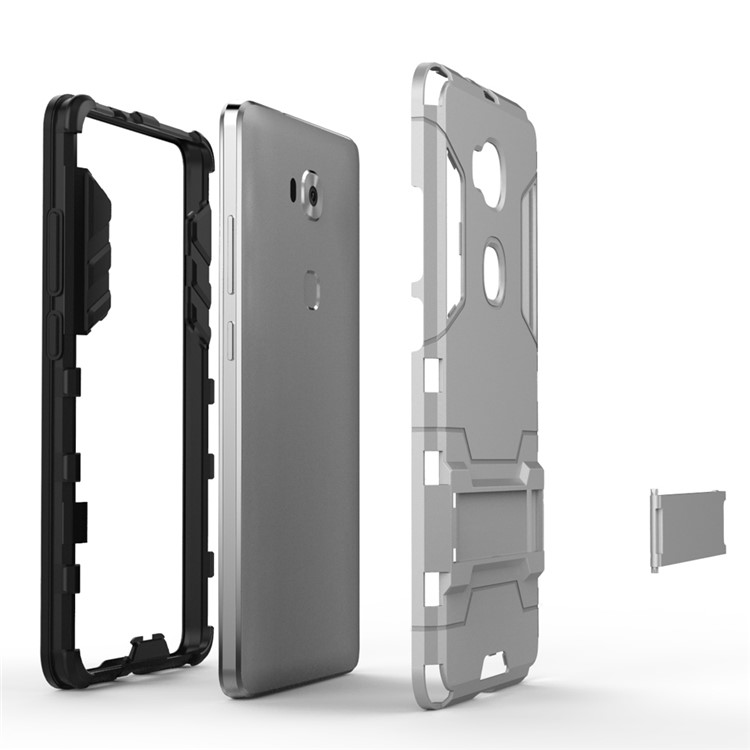 Solid PC + TPU Hybrid Shell Case with Kickstand for Huawei Honor Play 5X / Honor 5X - Grey-7