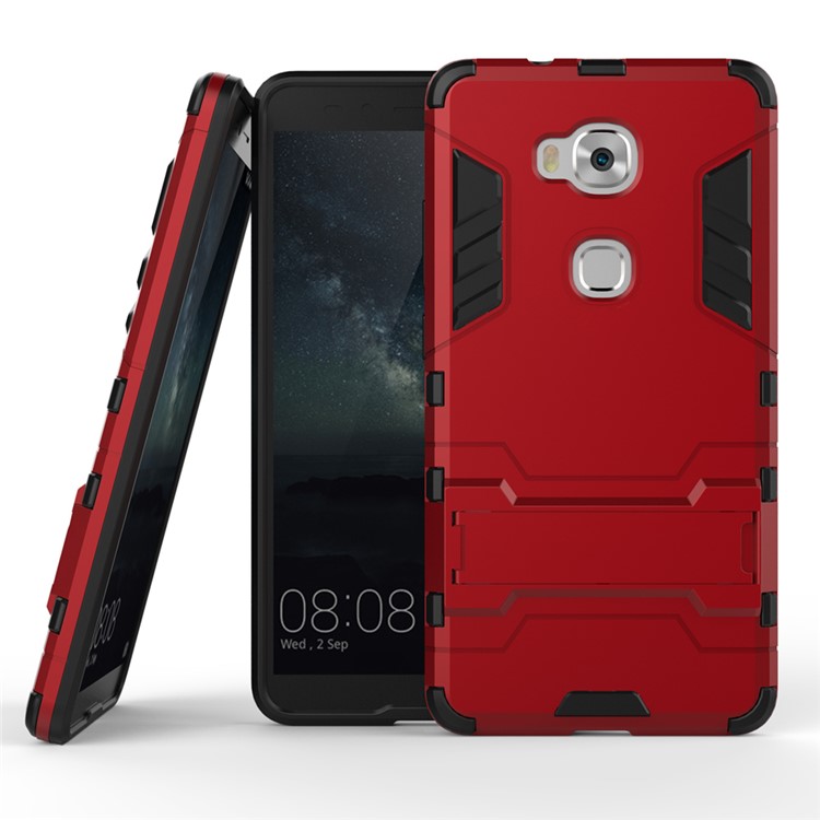 Solid PC + TPU Hybrid Shell Cover with Kickstand for Huawei Honor Play 5X / Honor 5X - Red-1