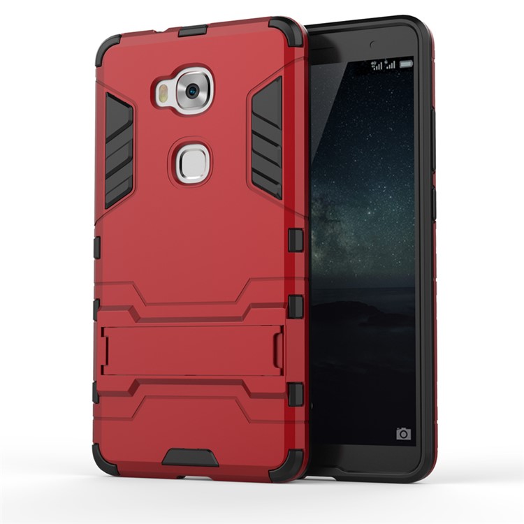 Solid PC + TPU Hybrid Shell Cover with Kickstand for Huawei Honor Play 5X / Honor 5X - Red-2