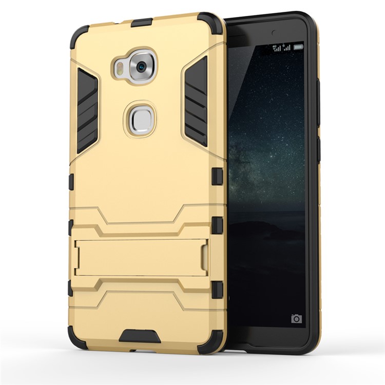 Solid PC + TPU Hybrid Case Shell with Kickstand for Huawei Honor Play 5X / Honor 5X - Gold-2