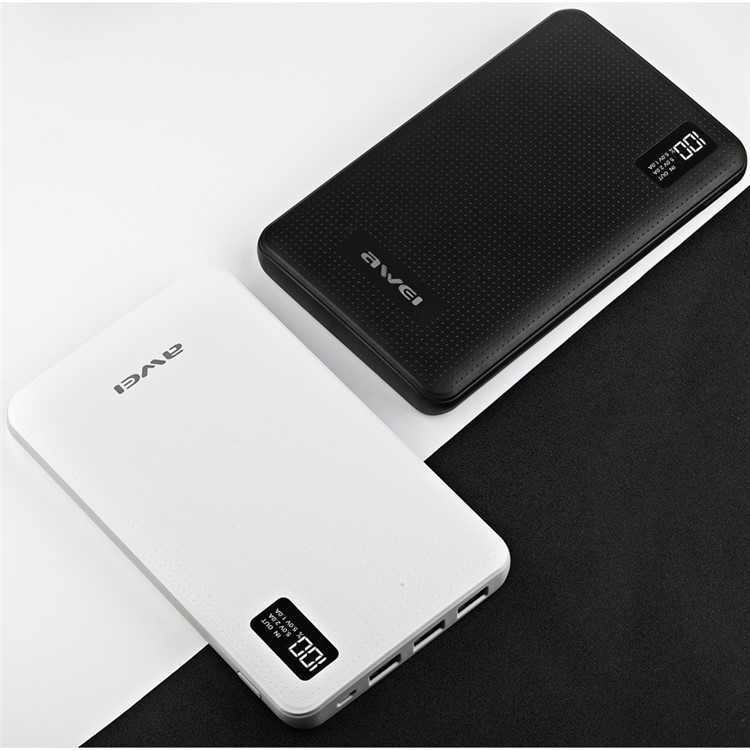 AWEI LED Display 30000mAh Portable Power Bank 3 USB Output for iPhone Samsung Sony - Black-3