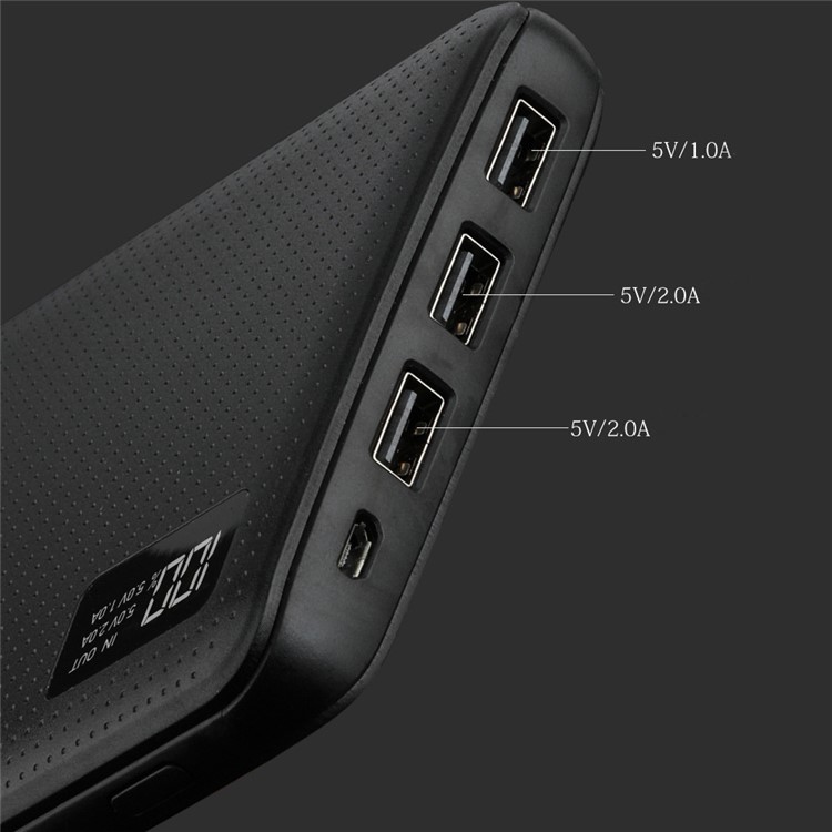 AWEI LED Display 30000mAh Portable Power Bank 3 USB Output for iPhone Samsung Sony - Black-4