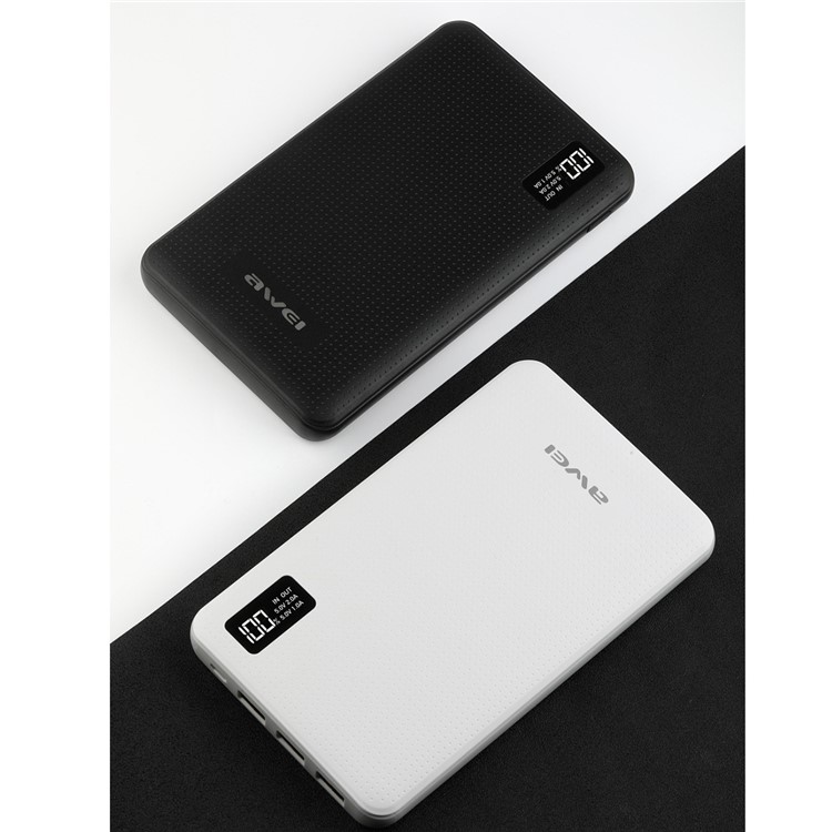AWEI LED Display 30000mAh Portable Power Bank 3 USB Output for iPhone Samsung Sony - Black-6