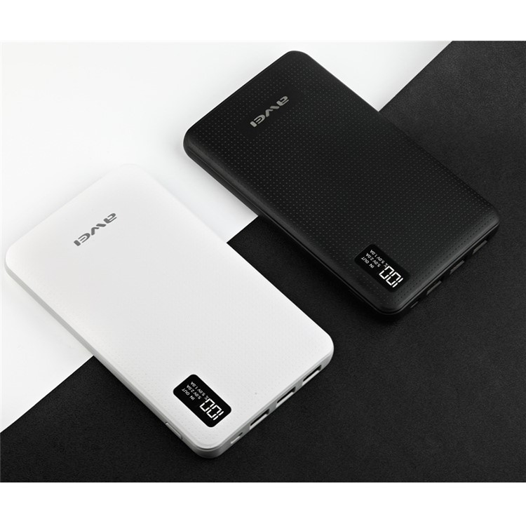 AWEI LED Display 30000mAh Portable Power Bank 3 USB Output for iPhone Samsung Sony - Black-7