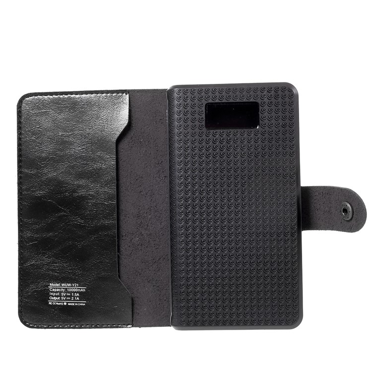 WUW Y21 10000mAh PU Leather Coated 3-Port USB Battery Power Bank with LED Flashlight - Black-8