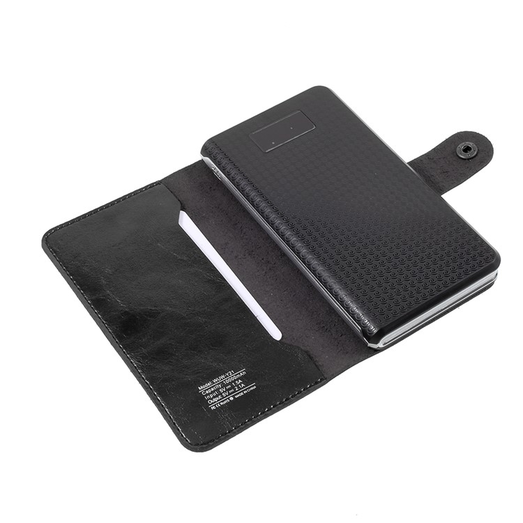 WUW Y21 10000mAh PU Leather Coated 3-Port USB Battery Power Bank with LED Flashlight - Black-6