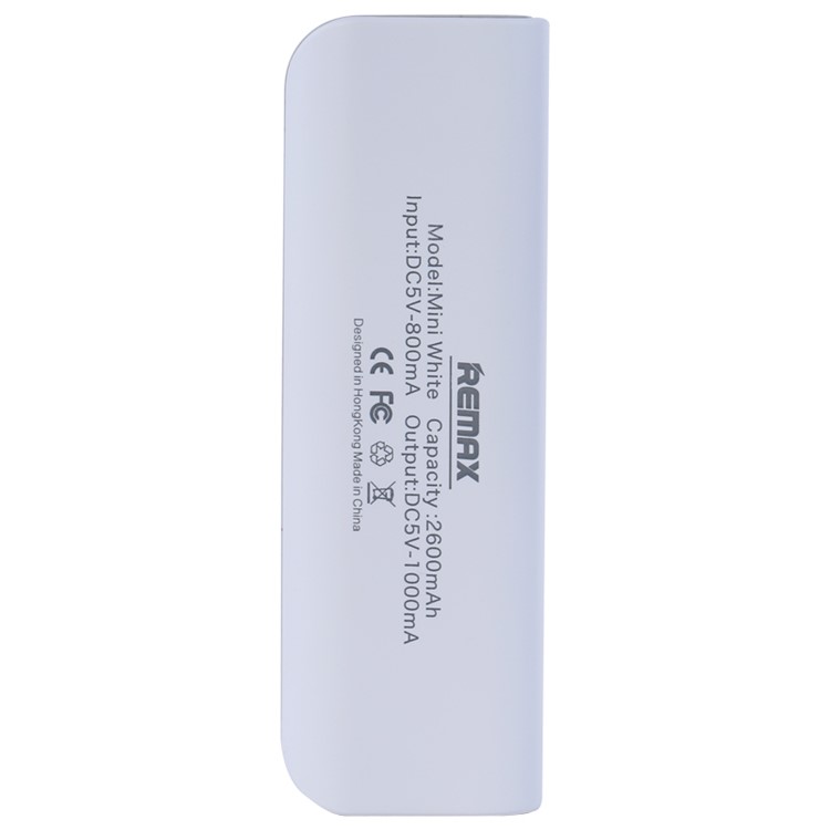 REMAX Mini White Portable 2600mAh External Power Bank for iPhone Samsung Sony - Grey-2