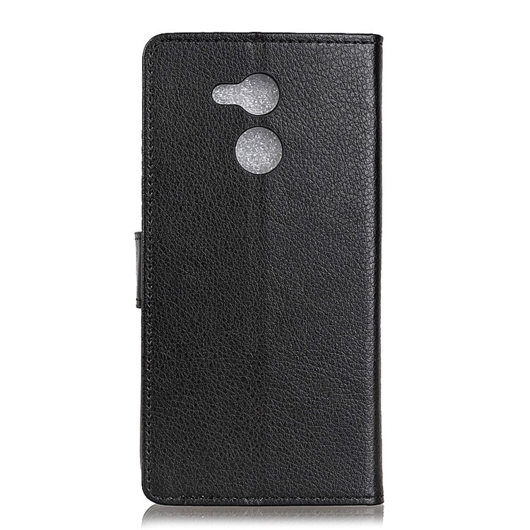 Litchi Skin Wallet Stand Leather Case for Huawei Honor V9 Play - Black-2
