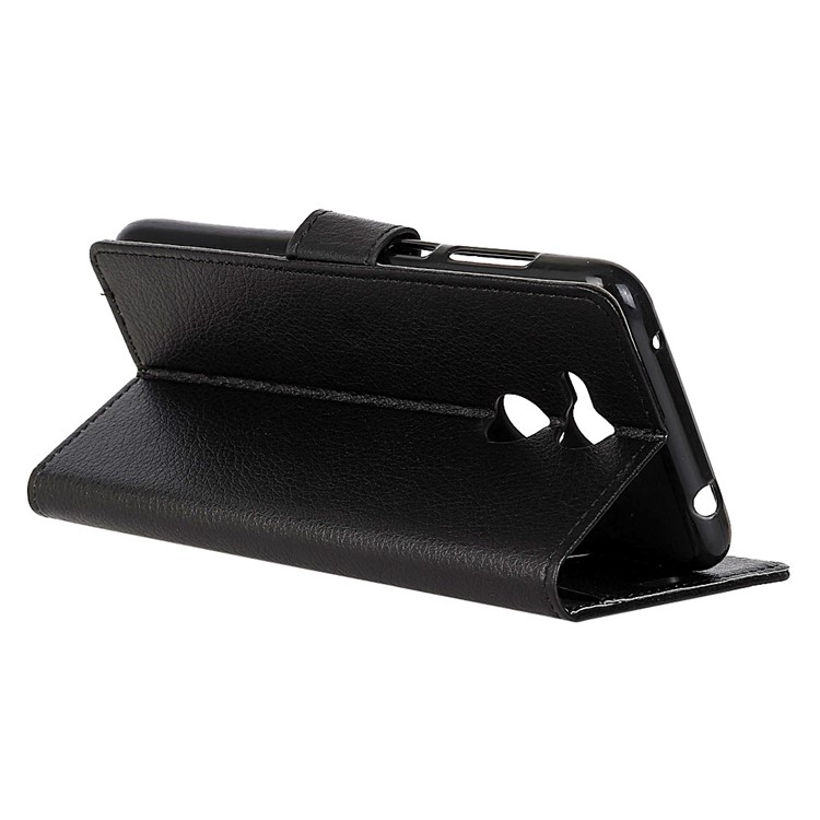 Litchi Skin Wallet Stand Leather Case for Huawei Honor V9 Play - Black-6