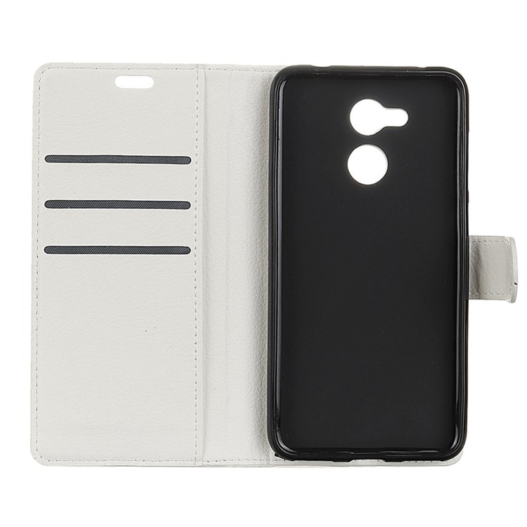 Litchi Skin Wallet Stand Leather Cover for Huawei Honor 6C Pro / V9 Play - White-4