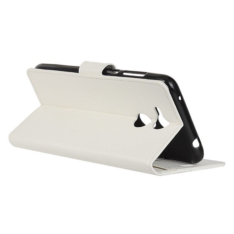 Litchi Skin Wallet Stand Leather Cover for Huawei Honor 6C Pro / V9 Play - White-5
