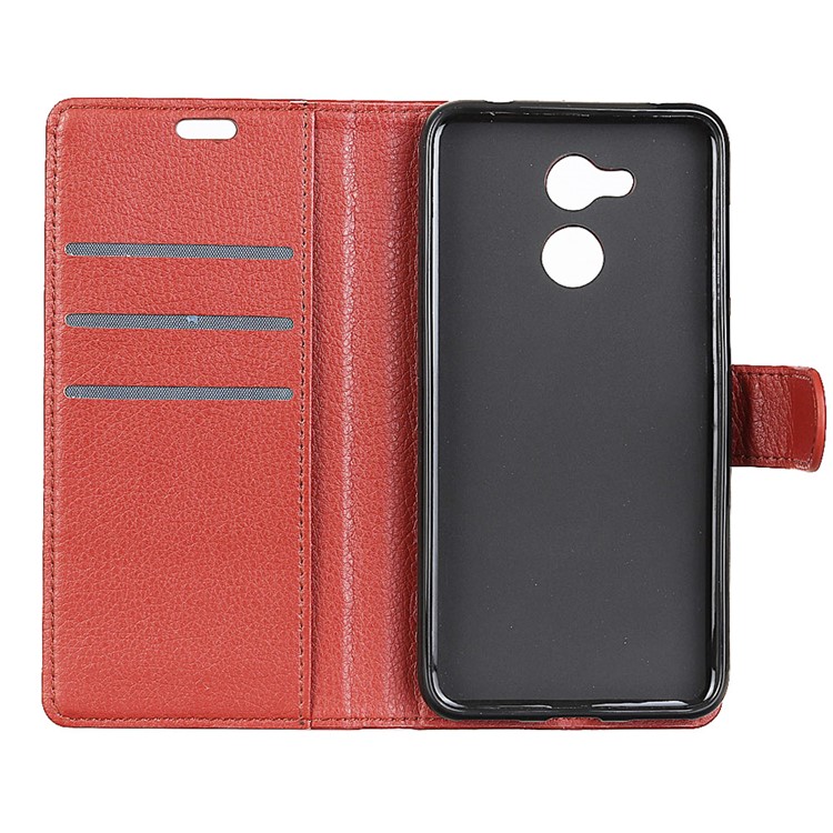 Litchi Skin PU Leather Card Slots Phone Shell with Stand for Huawei Honor 6C Pro / V9 Play - Brown-5