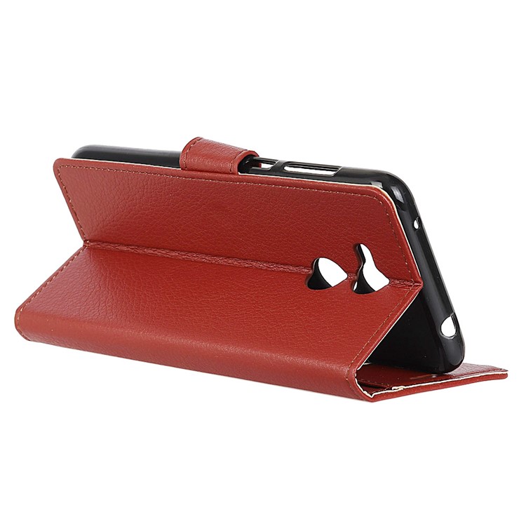 Litchi Skin PU Leather Card Slots Phone Shell with Stand for Huawei Honor 6C Pro / V9 Play - Brown-6