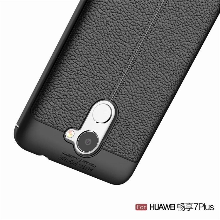 Litchi Skin TPU Case for Huawei Y7 Prime / Enjoy 7 Plus - Black-11