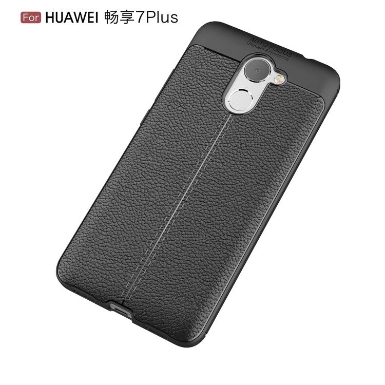 Litchi Skin TPU Case for Huawei Y7 Prime / Enjoy 7 Plus - Black-12