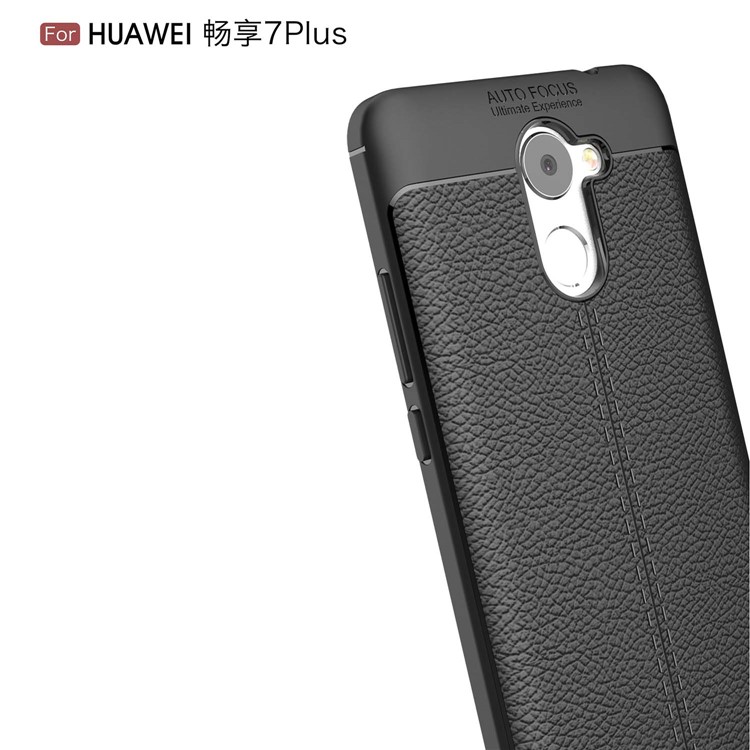 Litchi Skin TPU Case for Huawei Y7 Prime / Enjoy 7 Plus - Black-3