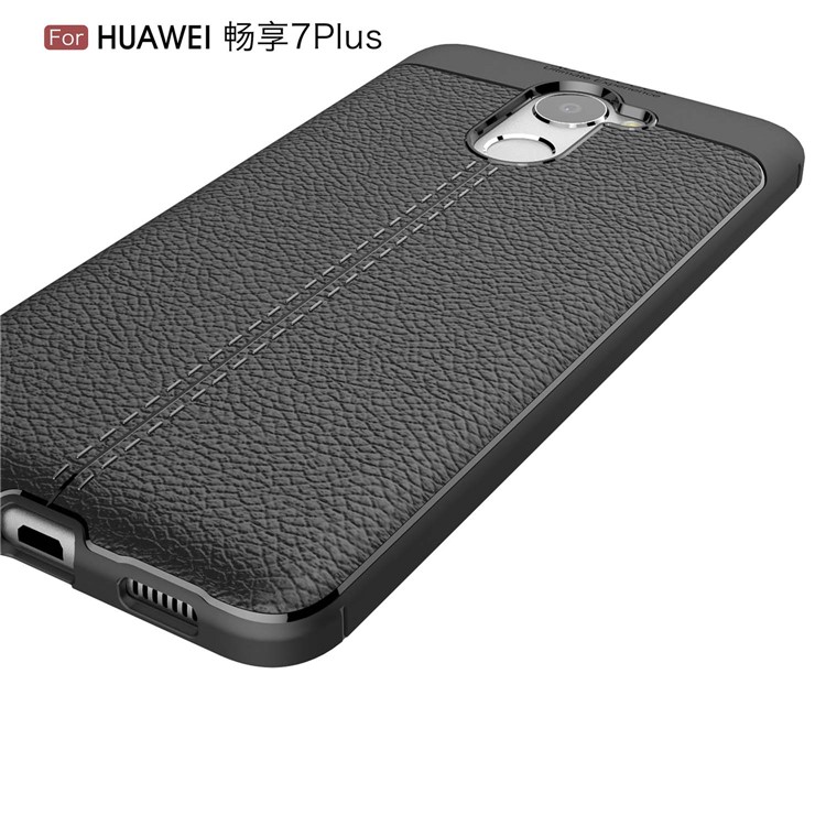 Litchi Skin TPU Case for Huawei Y7 Prime / Enjoy 7 Plus - Black-4