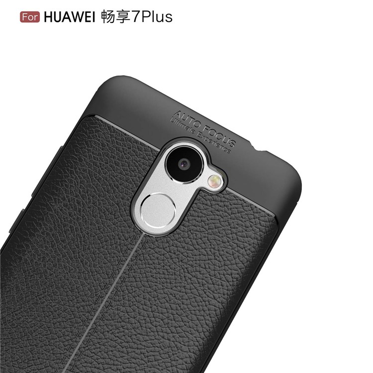 Litchi Skin TPU Case for Huawei Y7 Prime / Enjoy 7 Plus - Black-5