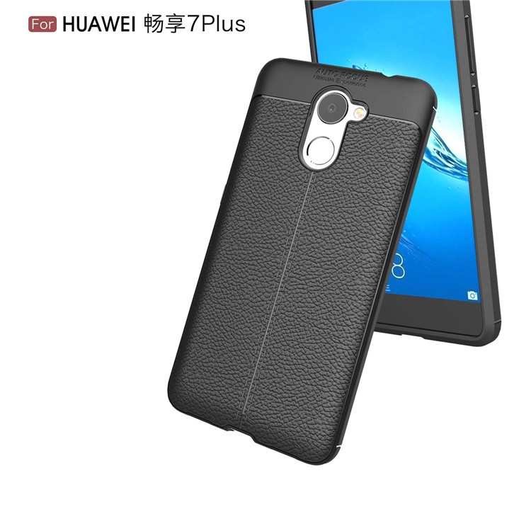 Litchi Skin TPU Case for Huawei Y7 Prime / Enjoy 7 Plus - Black-6