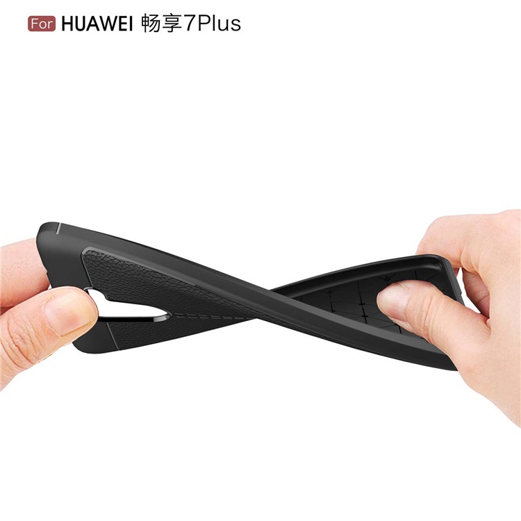 Litchi Skin TPU Case for Huawei Y7 Prime / Enjoy 7 Plus - Black-8