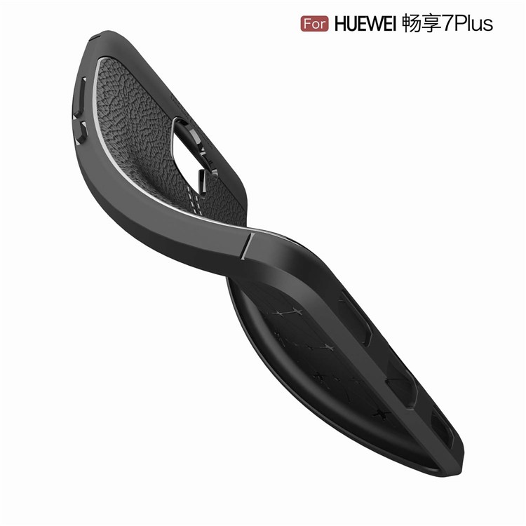 Litchi Skin TPU Case for Huawei Y7 Prime / Enjoy 7 Plus - Black-9