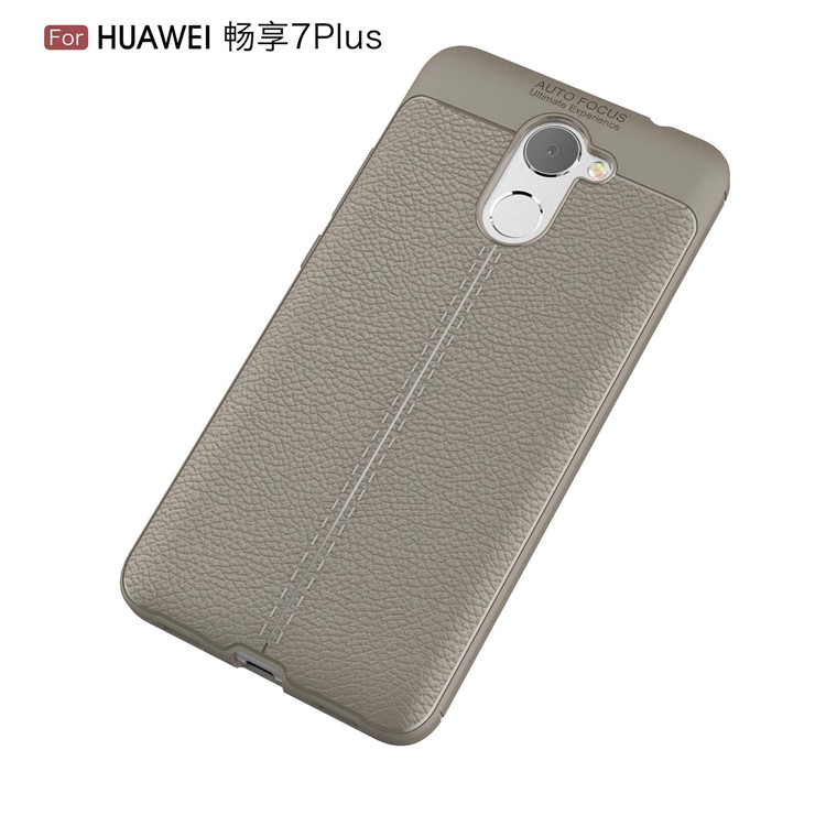 Litchi Skin TPU Shell Case for Huawei Y7 Prime / Enjoy 7 Plus - Grey-2