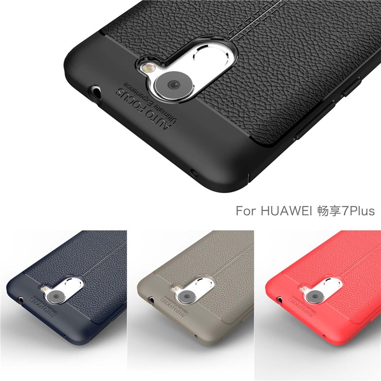 Litchi Skin TPU Shell Case for Huawei Y7 Prime / Enjoy 7 Plus - Grey-4