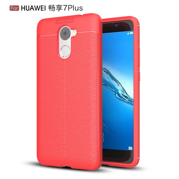 Litchi Skin TPU Phone Case for Huawei Y7 Prime / Enjoy 7 Plus - Red-1