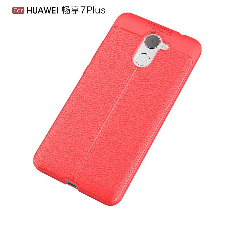 Litchi Skin TPU Phone Case for Huawei Y7 Prime / Enjoy 7 Plus - Red-2