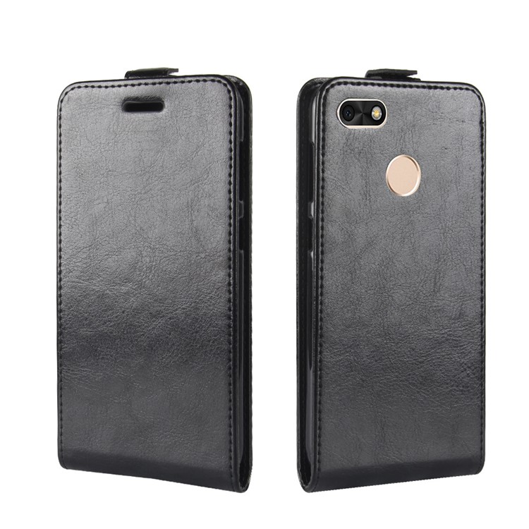 Crazy Horse Vertical Flip Card Holder Leather Case for Huawei P9 lite mini / Enjoy 7 / Y6 Pro (2017) - Black-4