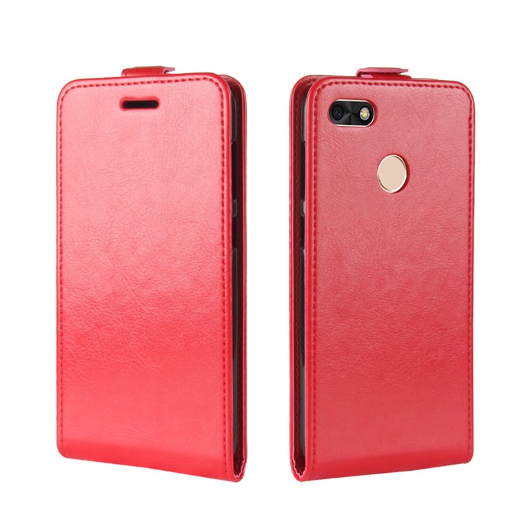 Crazy Horse Vertical Flip Leather Phone Case for Huawei P9 lite mini / Enjoy 7 / Y6 Pro (2017) - Red-4