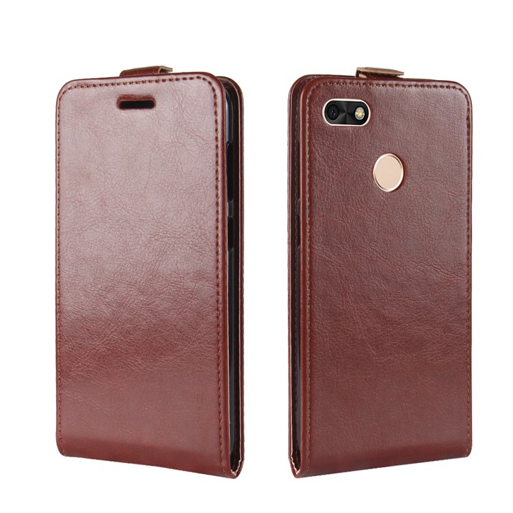 Vertical Flip Crazy Horse Leather Cover Protector for Huawei P9 lite mini / Enjoy 7 / Y6 Pro (2017) - Brown-4