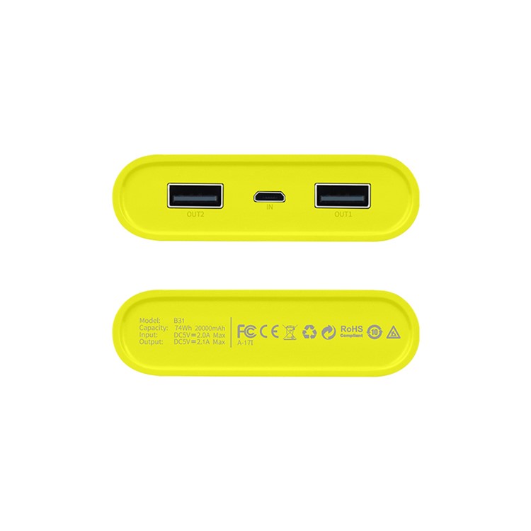 HOCO B31-20000 Rege Power Bank 20000mAh Dual USB Output External Battery for iPhone X/8/8 Plus Etc. - Grey-2