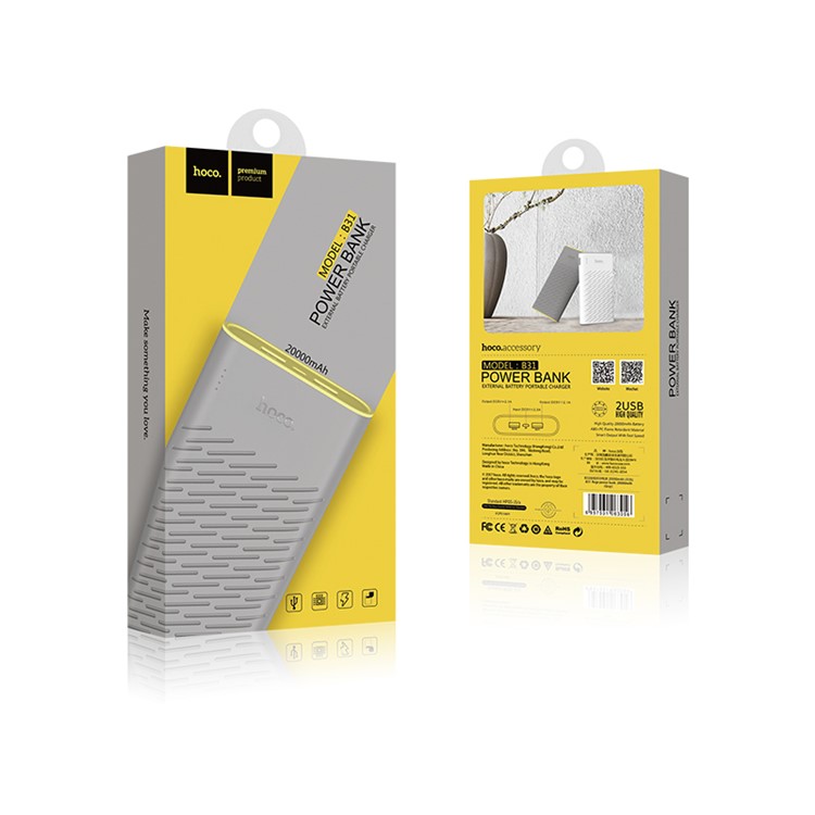 HOCO B31-20000 Rege Power Bank 20000mAh Dual USB Output External Battery for iPhone X/8/8 Plus Etc. - Grey-6