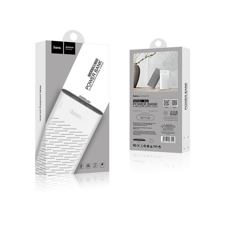 HOCO B31-20000 Rege 20000mAh Energien-Bank-bewegliches bewegliches Ladegerät für iPhone X / 8/8 Plus Etc. - Weiß-4