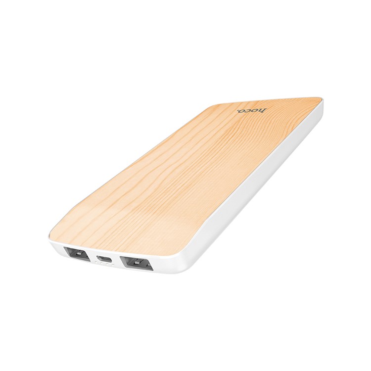 HOCO J5 Wooden 8000mAh Dual USB Power Bank External Backup Battery Charger - Pear Wood-3