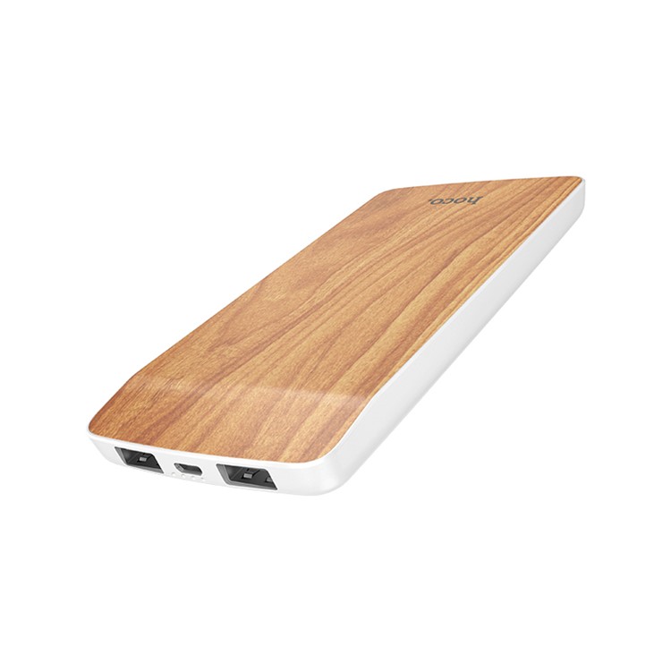 HOCO J5 Wooden 8000mAh External Backup Battery Charger Dual USB Power Bank - Walnut-2