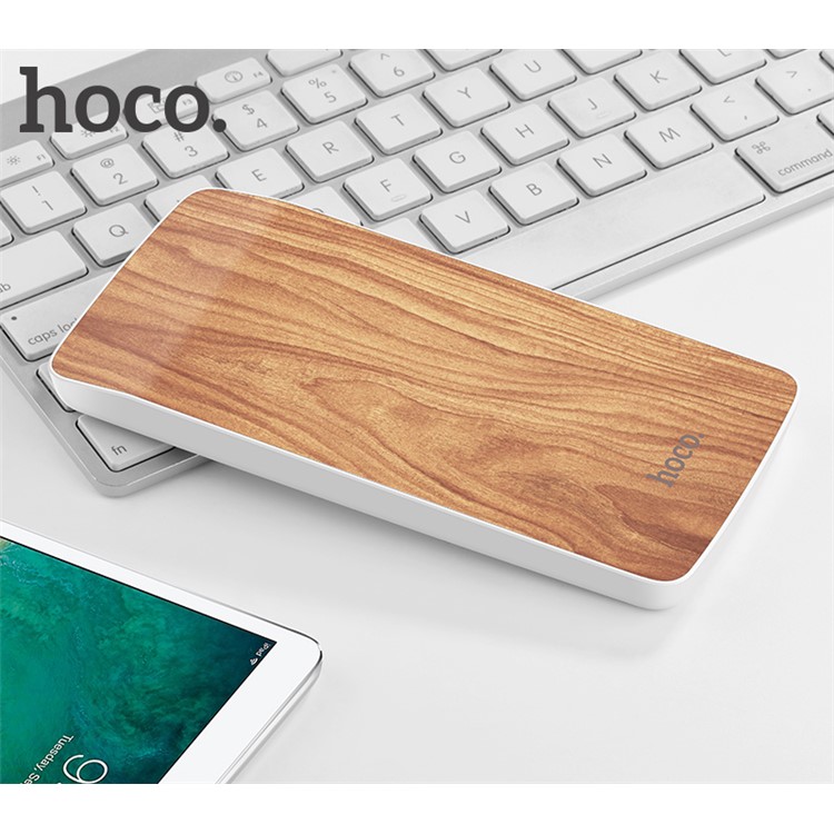 HOCO J5 Wooden 8000mAh External Backup Battery Charger Dual USB Power Bank - Walnut-3