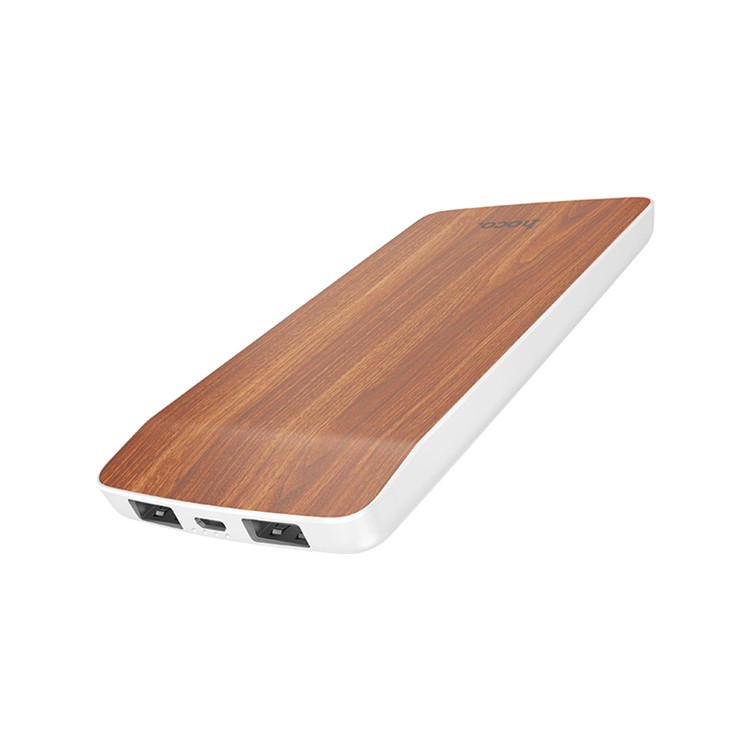 HOCO J5 Wooden 8000mAh External Portable Backup Battery Charger with Dual USB Port LED Display - Red Oak-3