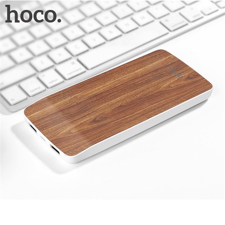 HOCO J5 Wooden 8000mAh External Portable Backup Battery Charger with Dual USB Port LED Display - Red Oak-4