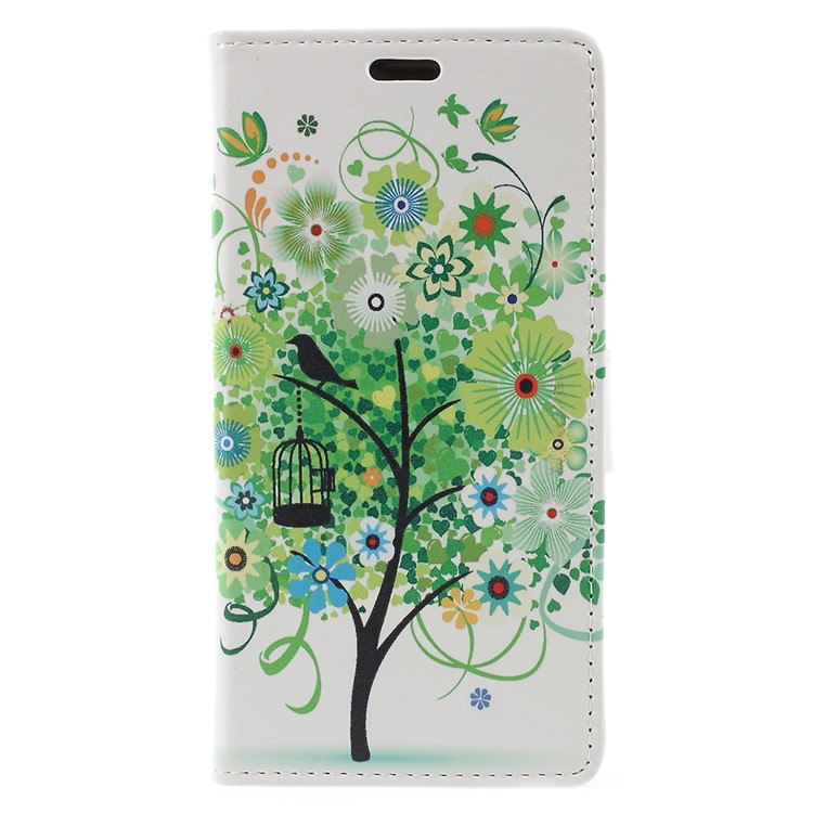 Pattern Printing Leather Wallet Stand Case for Huawei Honor 6C Pro / V9 Play - Green Tree-1