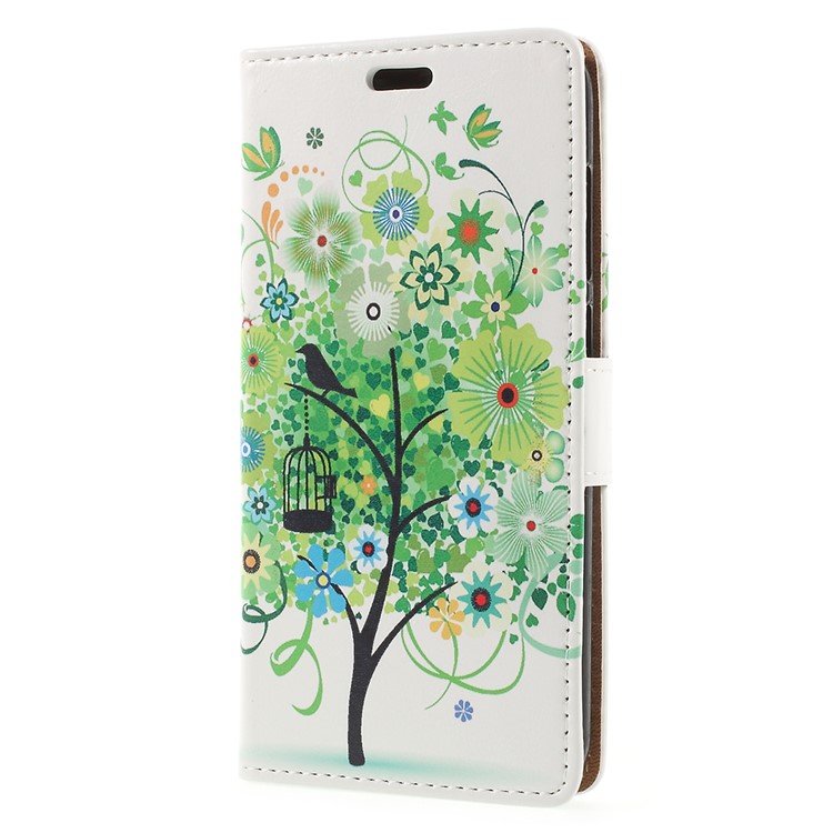 Pattern Printing Leather Wallet Stand Case for Huawei Honor 6C Pro / V9 Play - Green Tree-2