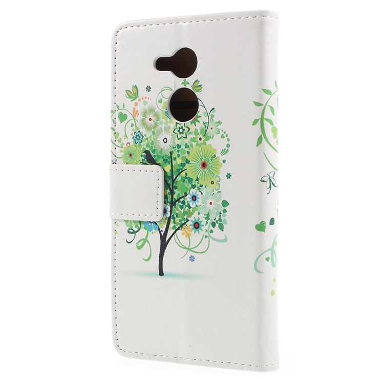 Pattern Printing Leather Wallet Stand Case for Huawei Honor 6C Pro / V9 Play - Green Tree-3