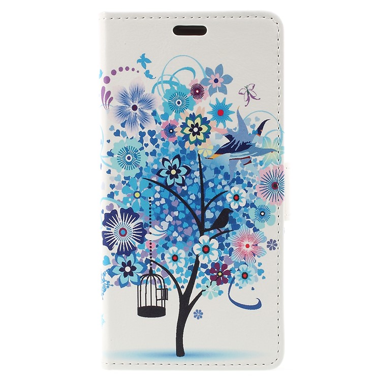 Pattern Printing Leather Wallet Shell Cover for Huawei Honor 6C Pro / V9 Play - Blue Tree-1