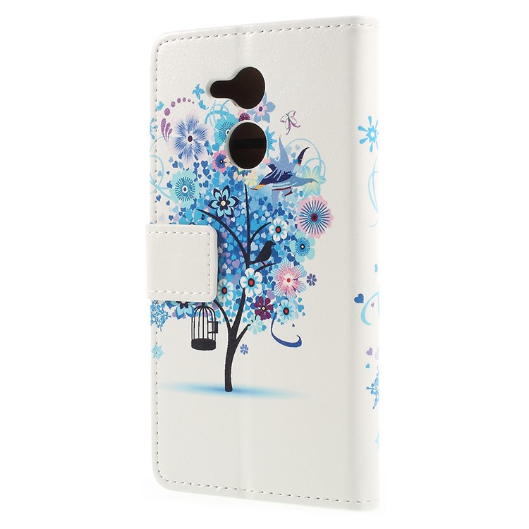Pattern Printing Leather Wallet Shell Cover for Huawei Honor 6C Pro / V9 Play - Blue Tree-3